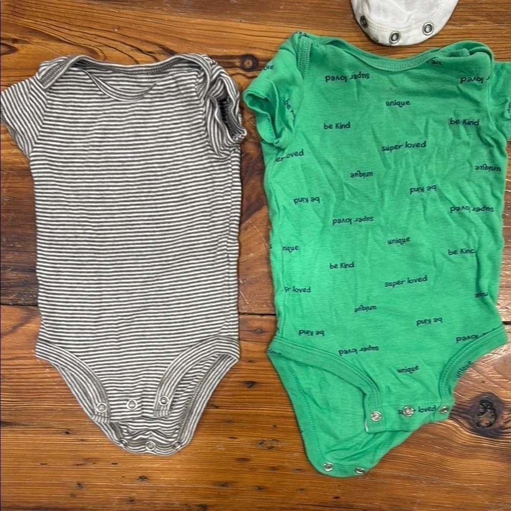 3 month bundle of baby onsies short sleeve & Monica and Andy bbq romper